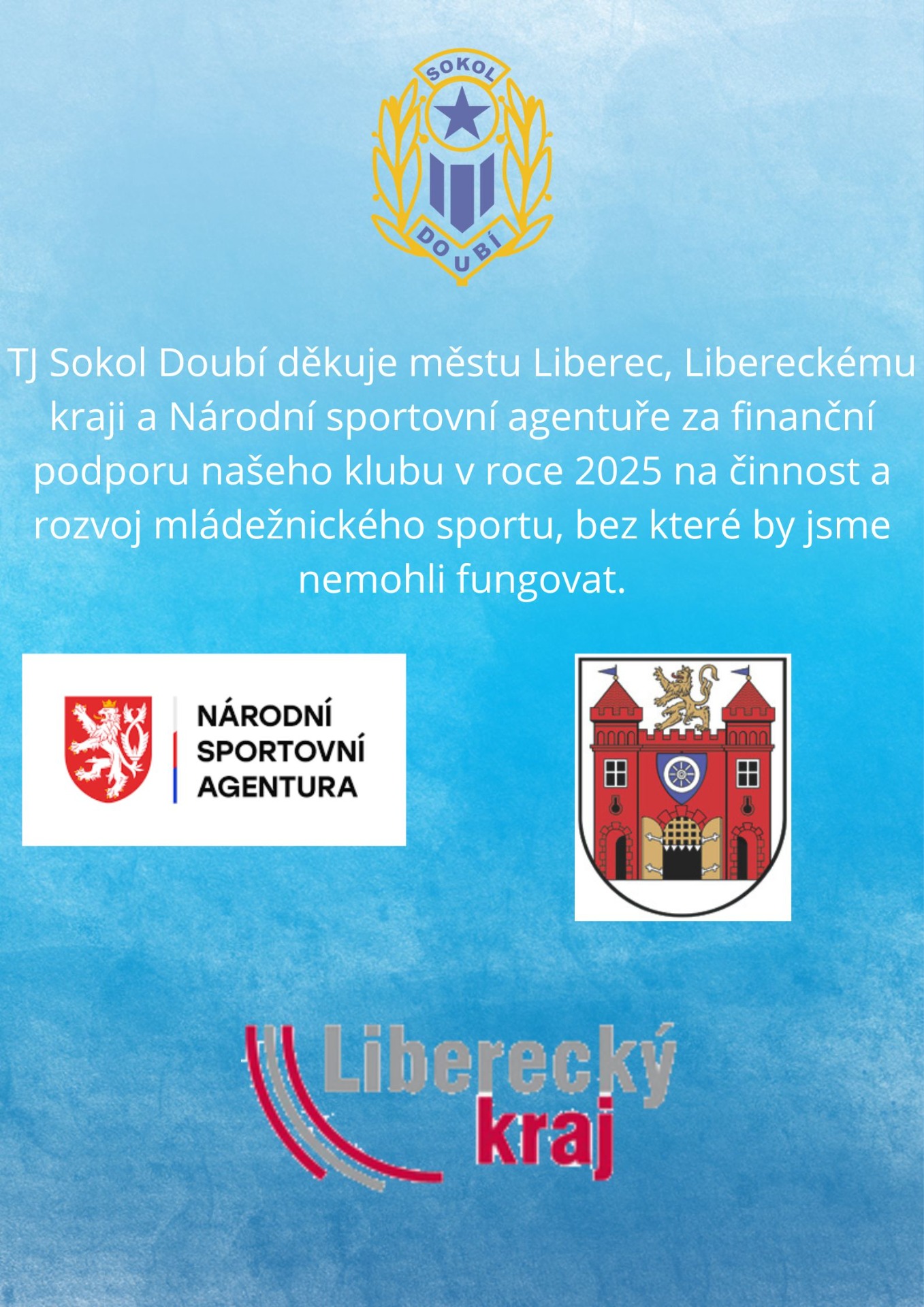 Vážení členové klubu, v roce 2025 jsme obdrželi dotaci ze strany Libereckého kraje na podporu činnosti ve výši 213.997 Kč. Dotace byla čerpána na náklady spojené s údržbou a provozem sportoviště, dále jako příspěvek na elektřinu a vodu. Přeji hezký den, M. Venc, předseda klubu